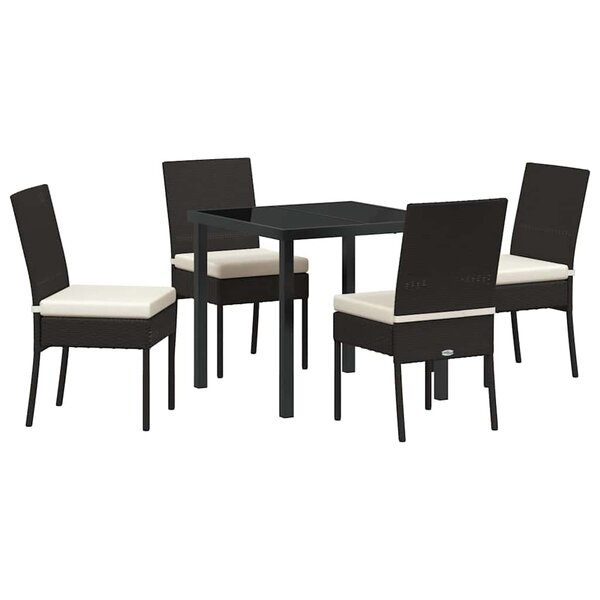 vidaXL Ensemble de salle à manger pour jardin 5 Pièces Noir Poly rotin
