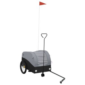 vidaXL Remorque de vélo noir et gris 30 kg fer