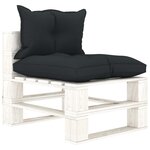 vidaXL Canapé palette de milieu de jardin et coussins anthracite Bois