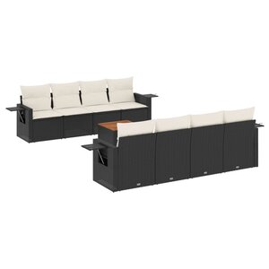 vidaXL Salon de jardin 9 Pièces avec coussins noir résine tressée
