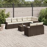 vidaXL Salon de jardin avec coussins 9 Pièces marron résine tressée