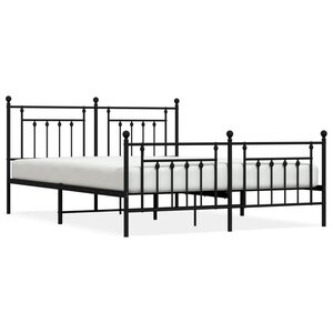 vidaXL Cadre de lit métal sans matelas avec pied de lit noir 180x200cm