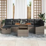 vidaXL Ensemble de canapé de jardin avec coussin 8 Pièces Gris polyrotin