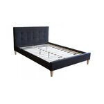 Lit double en tissu noir rembourre 140 x 200