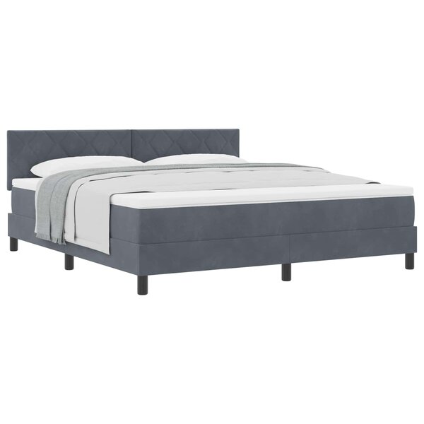 vidaXL Lit à ressorts avec matelas Gris foncé 180 x 200 cm Velours