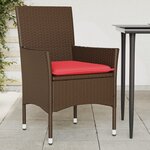 vidaXL Chaises de jardin avec coussins lot de 2 marron résine tressée