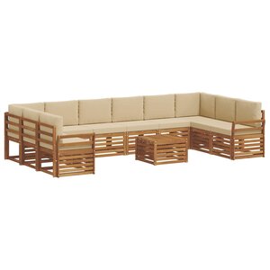 vidaXL Ensemble de canapés d'extérieur 11 pc Naturel et Beige