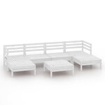 vidaXL Salon de jardin 7 Pièces Blanc Bois de pin massif