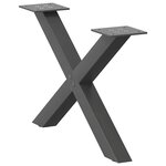 vidaXL Pieds de table basse en forme de X 2 pièces Anthracite 60 x (30-31) cm Acier