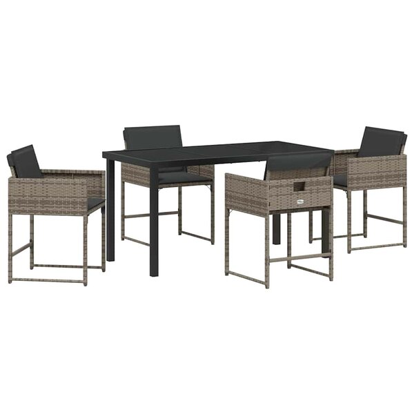 vidaXL Ensemble de salle à manger pour jardin 5 Pièces Gris polyrotin