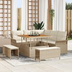 Canapés de Jardin de 8 Pièces avec Coussins Beige en Rattan Synthétique