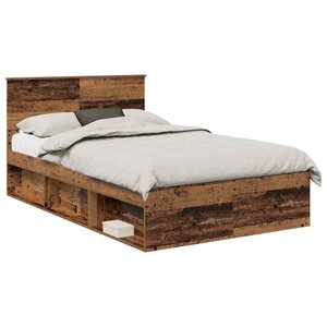 vidaXL Cadre de lit Bois ancien 135 x 190 cm Bois d'ingénierie