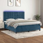 vidaXL Sommier à lattes de lit matelas et LED Bleu foncé 160x200 cm