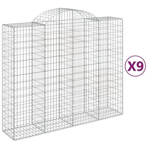 vidaXL Paniers à gabions arqués 9 Pièces 200x50x160/180 cm Fer galvanisé