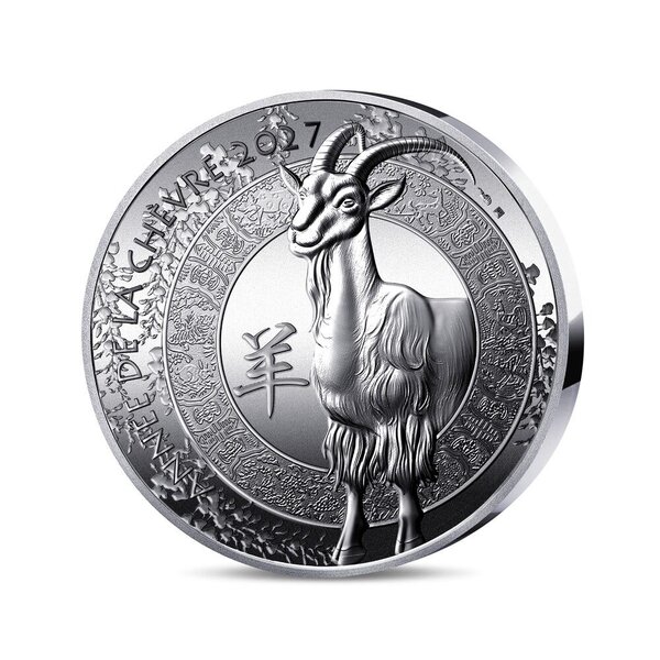 Année de la Chèvre Monnaie de 20€ 1 Oz Argent Haut-Relief