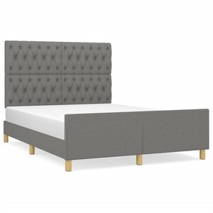 vidaXL Cadre de lit avec tête de lit Gris foncé 140x200 cm Tissu