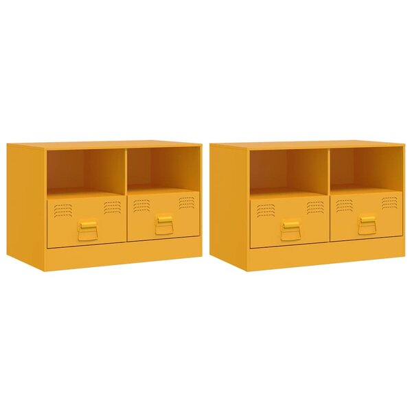 vidaXL Meubles TV 2 Pièces jaune moutarde 67x39x44 cm acier