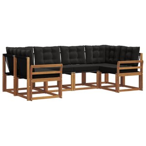 vidaXL Ensemble de canapés d'extérieur 6 pc Naturel et noir