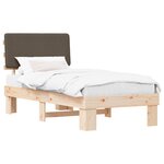 vidaXL Cadre de lit avec tête de lit rembourrée Taupe 90 x 190 cm