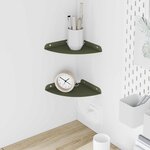 vidaXL Étagère Flottante d'Angle 2 pc Vert olive 18 x 18 x 2 cm