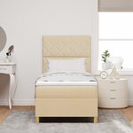 vidaXL Lit à ressort avec matelas et LED crème 100x200 cm en tissu