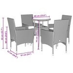 vidaXL Ensemble à manger de jardin et coussins 5 Pièces beige rotin verre