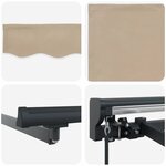 vidaXL Auvent Rétractable Beige 300 x 250 cm Polyester et métal