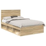 vidaXL Cadre de lit Chêne Sonoma 135 x 190 cm Bois de pin massif