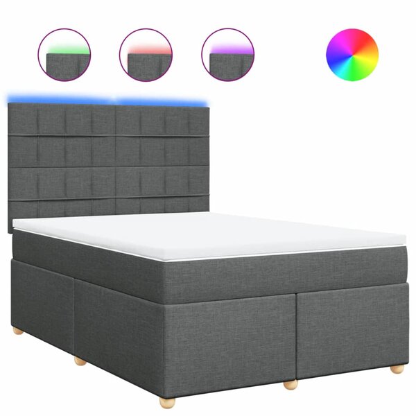vidaXL Sommier à lattes de lit avec matelas Gris foncé 140x190cm Tissu