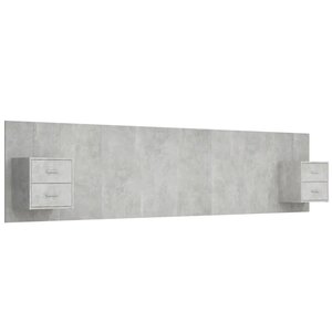 vidaXL Tête de lit avec armoires Gris béton Bois d'ingénierie