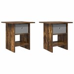 vidaXL Table de chevet avec tiroir 2 Pièces Chêne fumé 41 x 40 x 45 cm
