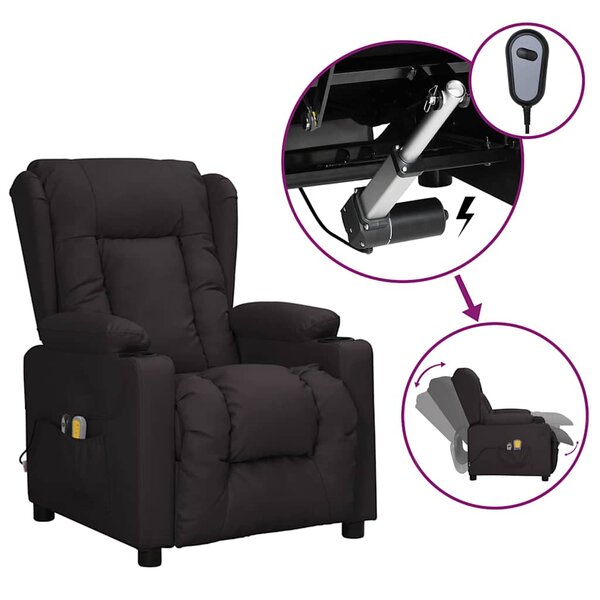 vidaXL Fauteuil électrique de massage Noir Similicuir