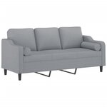 vidaXL Canapé 3 places avec oreillers gris clair 180 cm tissu