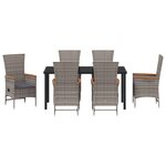 vidaXL Ensemble de salle à manger jardin 7 pièces avec coussins Rattan poly gris
