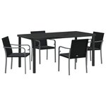 vidaXL Ensemble de salle à manger pour jardin 5 Pièces Noir Poly rotin