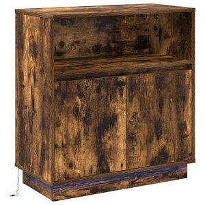 vidaXL Buffet LED Chêne fumé 71 x 34 5 x 75 cm Bois d'ingénierie