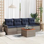 vidaXL Ensemble de canapé de jardin avec coussin 5 Pièces Gris polyrotin