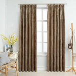 vidaXL Rideaux occultants avec crochets 2 Pièces Velours Beige 140x245 cm