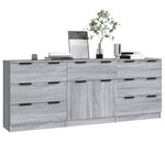 vidaXL Buffets 3 Pièces Sonoma gris Bois d'ingénierie