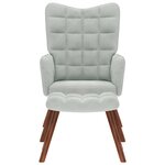vidaXL Fauteuil relax avec tabouret en velours gris clair