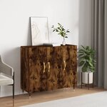 vidaXL Buffet chêne fumé 90x34x80 cm bois d'ingénierie