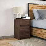 vidaXL Armoire de chevet et lumières LED chêne marron bois ingénierie