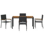 Ensemble de Salle à Manger de Jardin 5 pièces vidaXL Poly Rattan Noir
