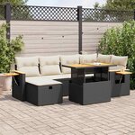 vidaXL Salon de jardin 8 Pièces avec coussins noir résine tressée