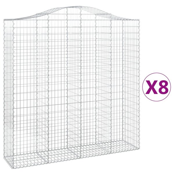 vidaXL Paniers à gabions arqués 8 Pièces 200x50x200/220 cm Fer galvanisé