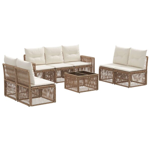 vidaXL Ensemble de canapé de jardin 8 Pièces Beige et blanc crème