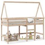 vidaXL Lit superposé et échelle et toit 90x200 cm bois de pin massif