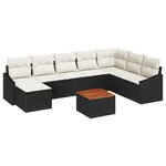 vidaXL Ensemble de canapé de jardin 9 pièces avec coussins noir en poly rattan acacia