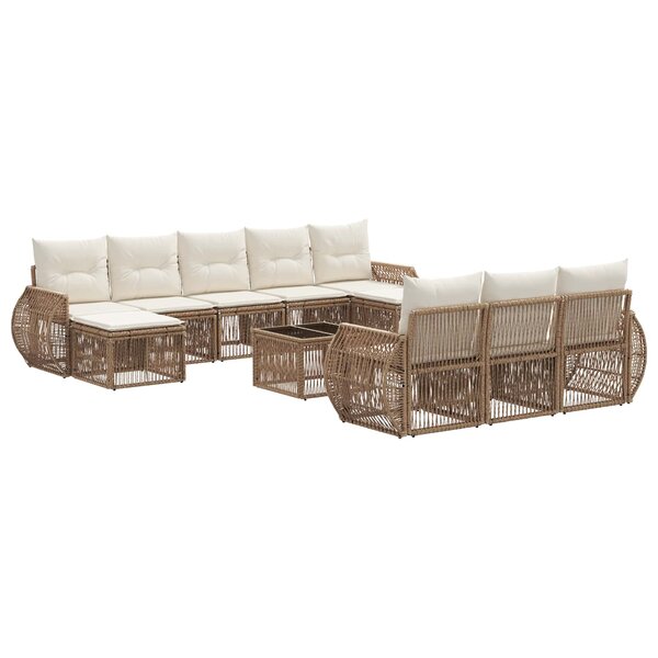 vidaXL Ensemble de canapé de jardin 11 Pièces Beige et blanc crème