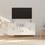 vidaXL Ensemble de meubles TV 3 Pièces Blanc brillant Bois d'ingénierie